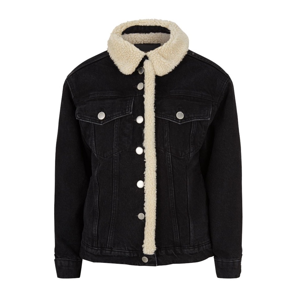 Maje trucker sherpa denim jacket